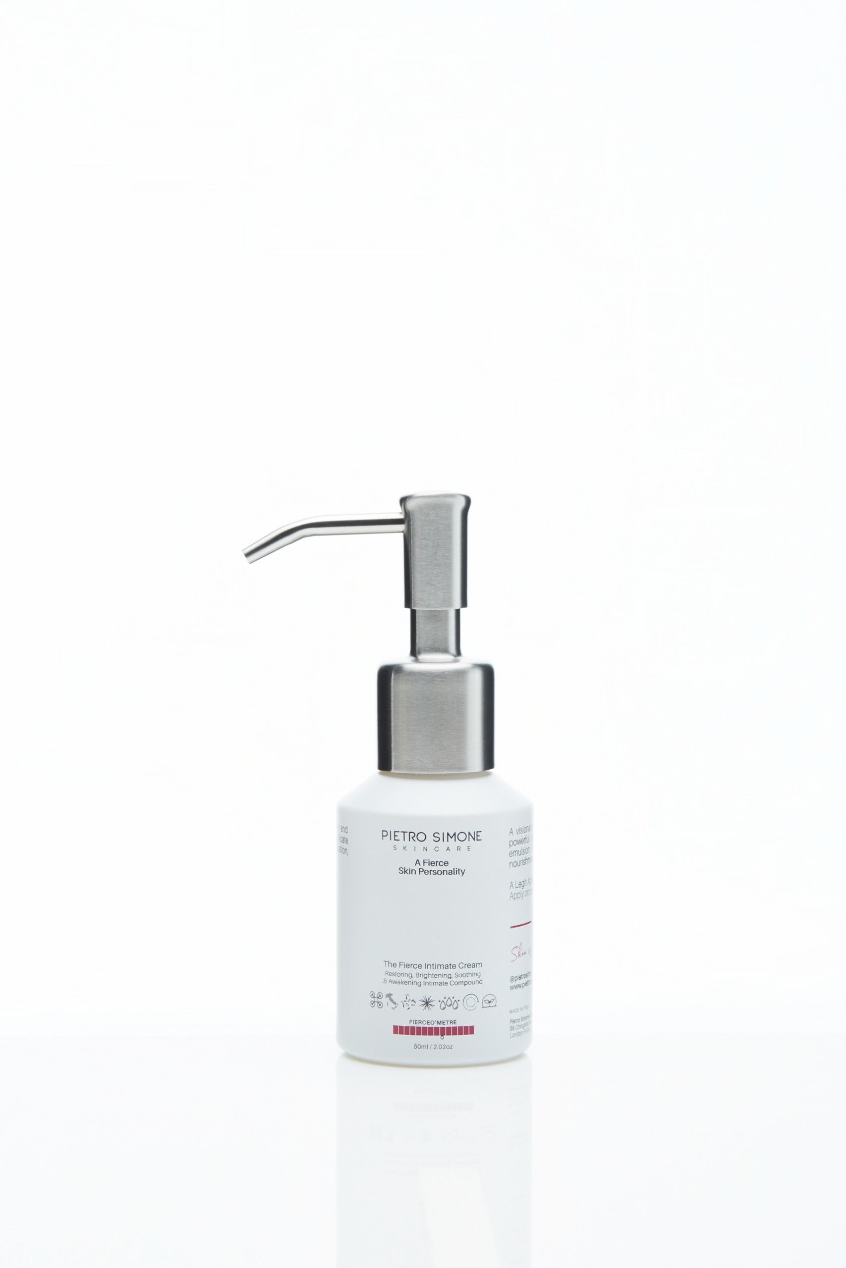 The Fierce Intimate Cream by Pietro Simone, designed for advanced skin renewal in intimate areas, restoring moisture, brightening tone, firming, and calming discomfort with cutting-edge active ingredients.