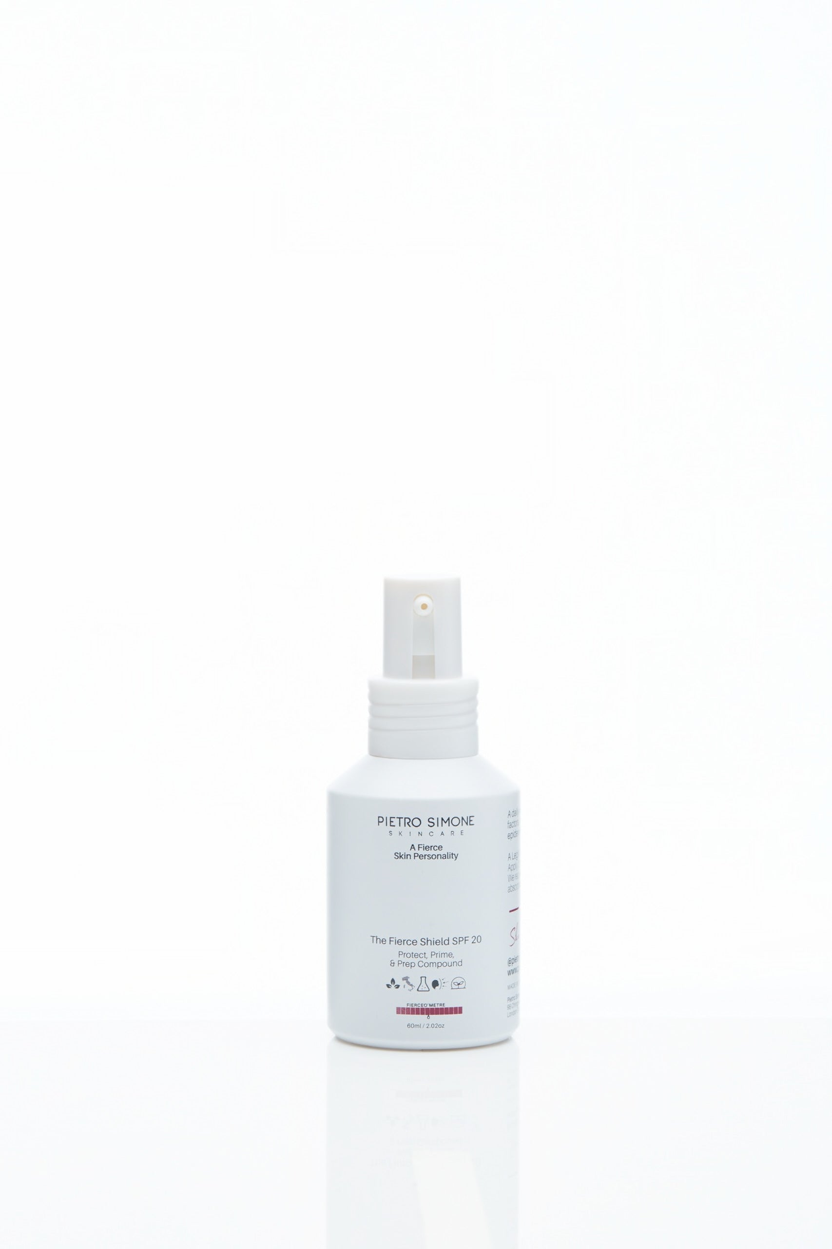 Pietro Simone Fierce Shield SPF 20 - Daily Multi-Dimensional Fluid Shield with UV and pollution defense, antioxidant protection, and skin-strengthening re-mineralization.