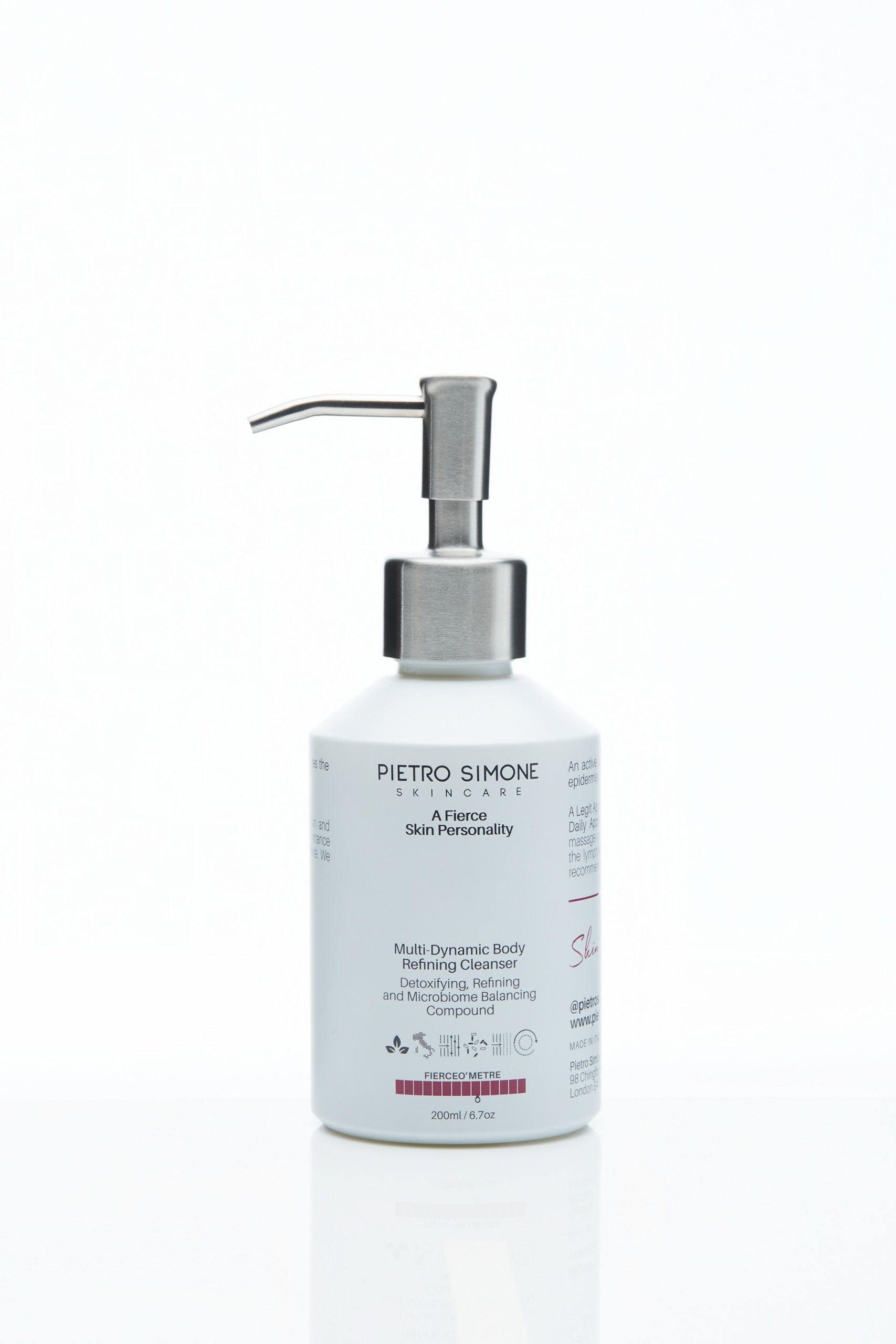 Bottle of Pietro Simone Revitalizing Multi-Skilled Body Cleanser – exfoliating and detoxifying body wash for smoother, healthier skin