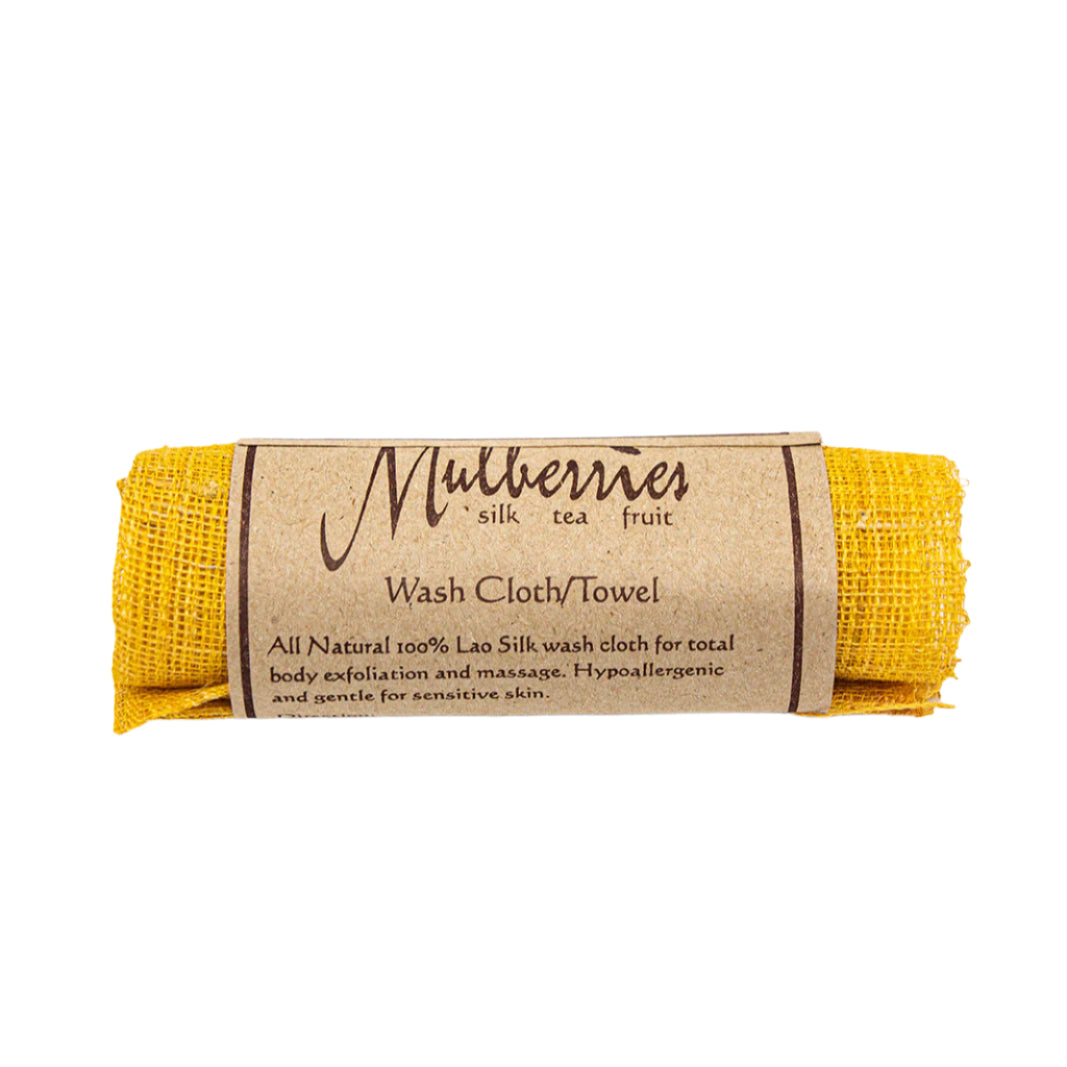 The Sagrada BioSkincare Sagrada Raw Silk Face Cloth, made from 100% organic Lao silk, is rolled up with a brown paper label and naturally buffs away dry skin cells for luminous, healthy skin. Hypoallergenic and encourages healthy circulation.