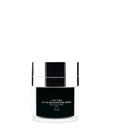 A black and silver jar of Adverto Beauty's UNICA+ Active Rejuvenating SPF15 Anti-Aging Facial Moisturizer for visibly younger, hydrated skin is displayed against a plain white background.